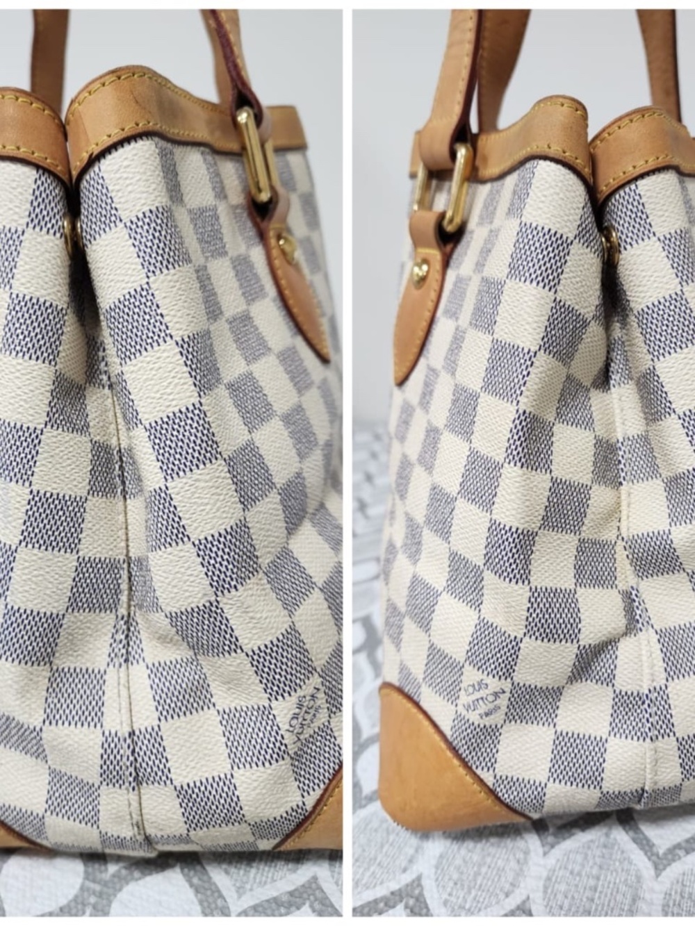 Authentic Louis Vuitton Damier Azur Hampstead PM Shoulder Bag Brown/Beige - Picture 6 of 14